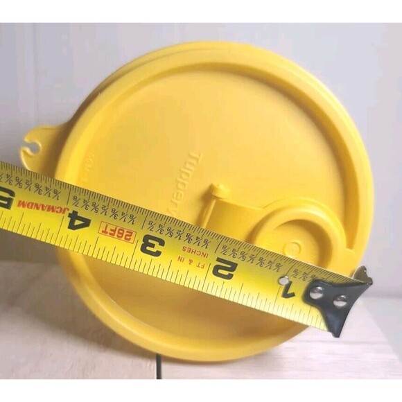 3 Piece Vintage Tupperware Yellow Cannister Base 321-6 w/ Flip Top Lid 563A-3 - Picture 4 of 8